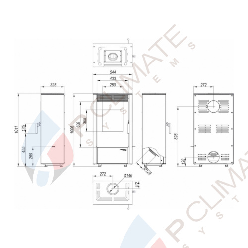 Печь DEFRO HOME VIVA 6кВт, серая сталь