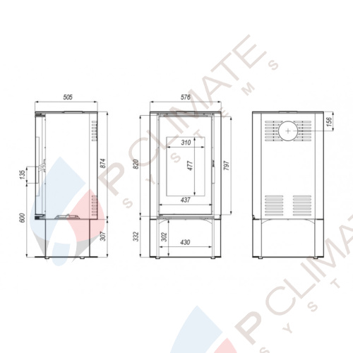 Печь DEFRO HOME ORBIS LOG, 9кВт, коричневая сталь