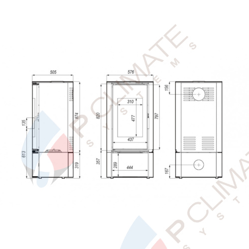 Печь DEFRO HOME ORBIS, 9кВт, красная сталь