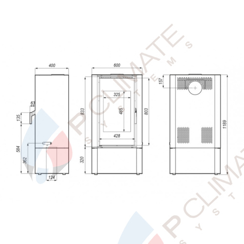 Печь DEFRO HOME SOLUM LOG, 9кВт, серая сталь