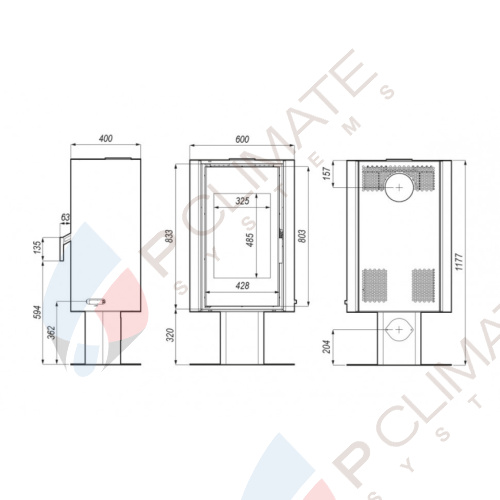 Печь DEFRO HOME SOLUM TOP, 9кВт, серая сталь