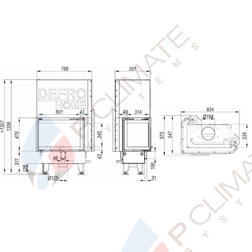 Топка DEFRO HOME IMPULS SM BL G, 8кВт, 650/431/350мм, угловое стекло слева