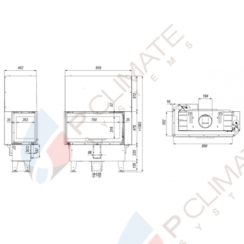 Топка DEFRO HOME INTRA SM BL G SLIM, 6 кВт, 683/478/352мм, угловое стекло слева, гильотина