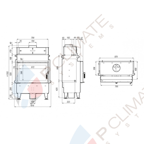 Топка DEFRO HOME NAVI ME, 14 кВт, 795/535мм, с водяным контуром