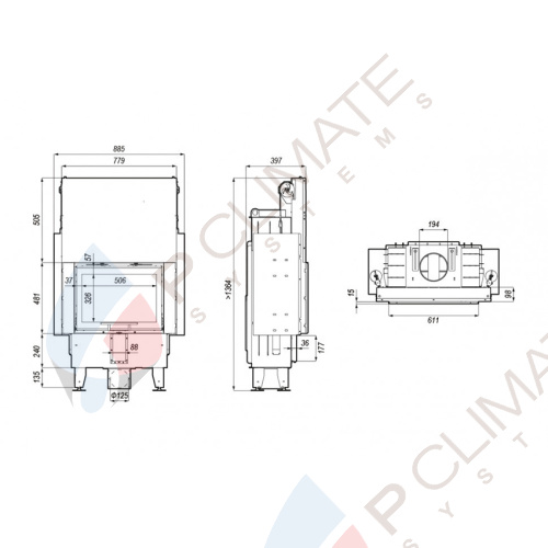 Топка DEFRO HOME INTRA SM G SLIM, 6 кВт, 611/481мм, гильотина