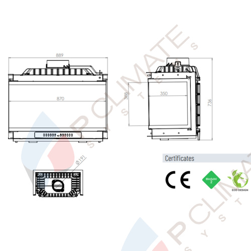 Топка ECT Font/800/LR 18 кВт, трехстороннее стекло