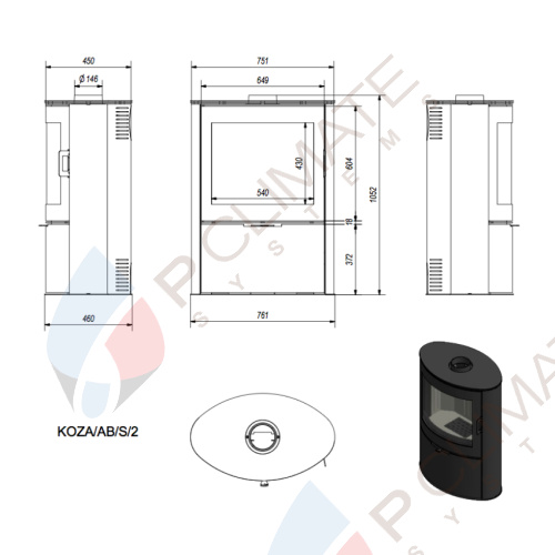 Печь дровяная KOZA/AB/S/2(сталь)