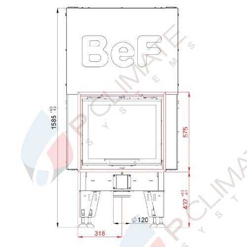 Топка BeF THERM V6, гильотина, рамка черная