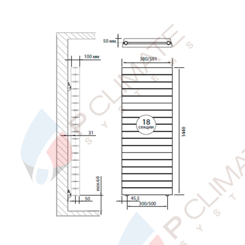 Радиатор Royal Thermo PianoForte Tower Bianco Traffico - 18 секц.